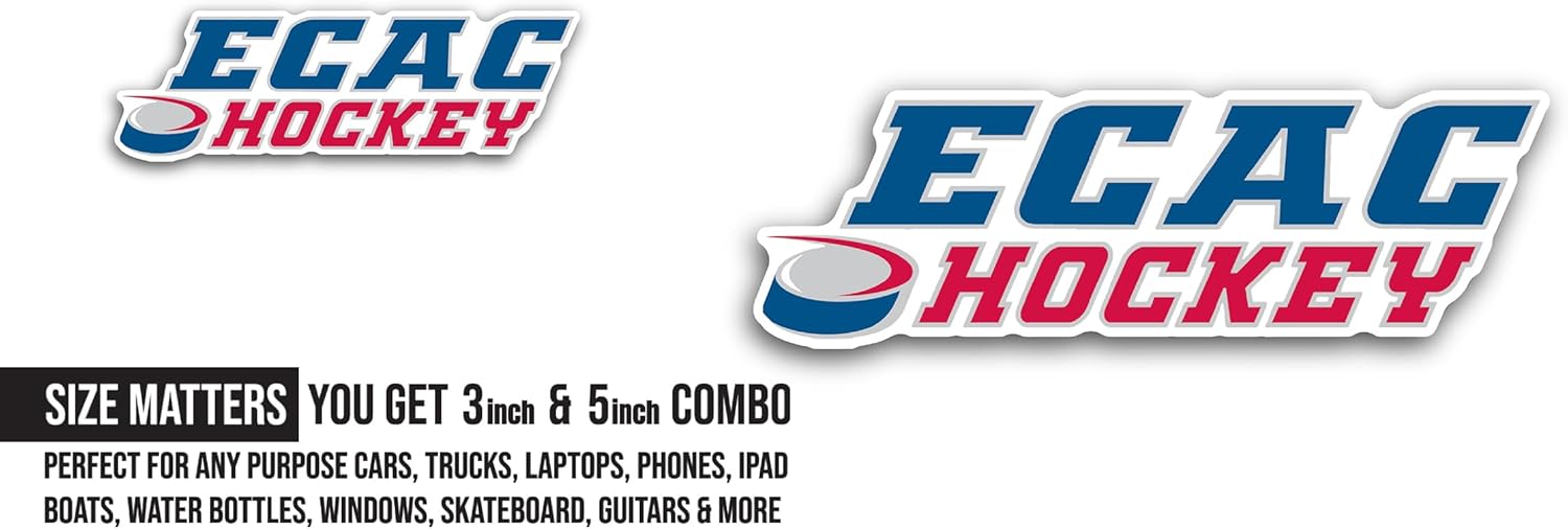 2 (Pieces) 3" and 5" ECAC H0ckey Sticker, Waterproof Vinyl Decals for Many Purpose Like Cars, Trucks, Laptops, Phones, Windows and More
