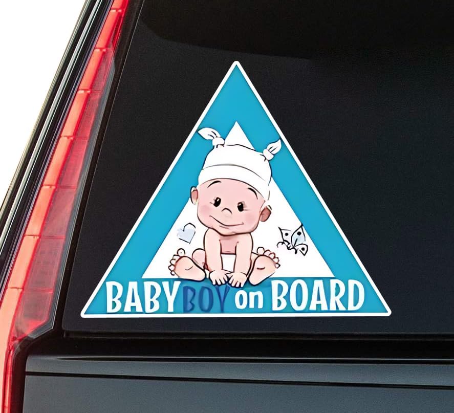 Cute Baby Boy On Board Window Vinyl Decal Sticker 6" (White), Waterproof Vinyl Decals for Many Purpose Like Cars, Trucks, Laptops, Phones, Windows and More