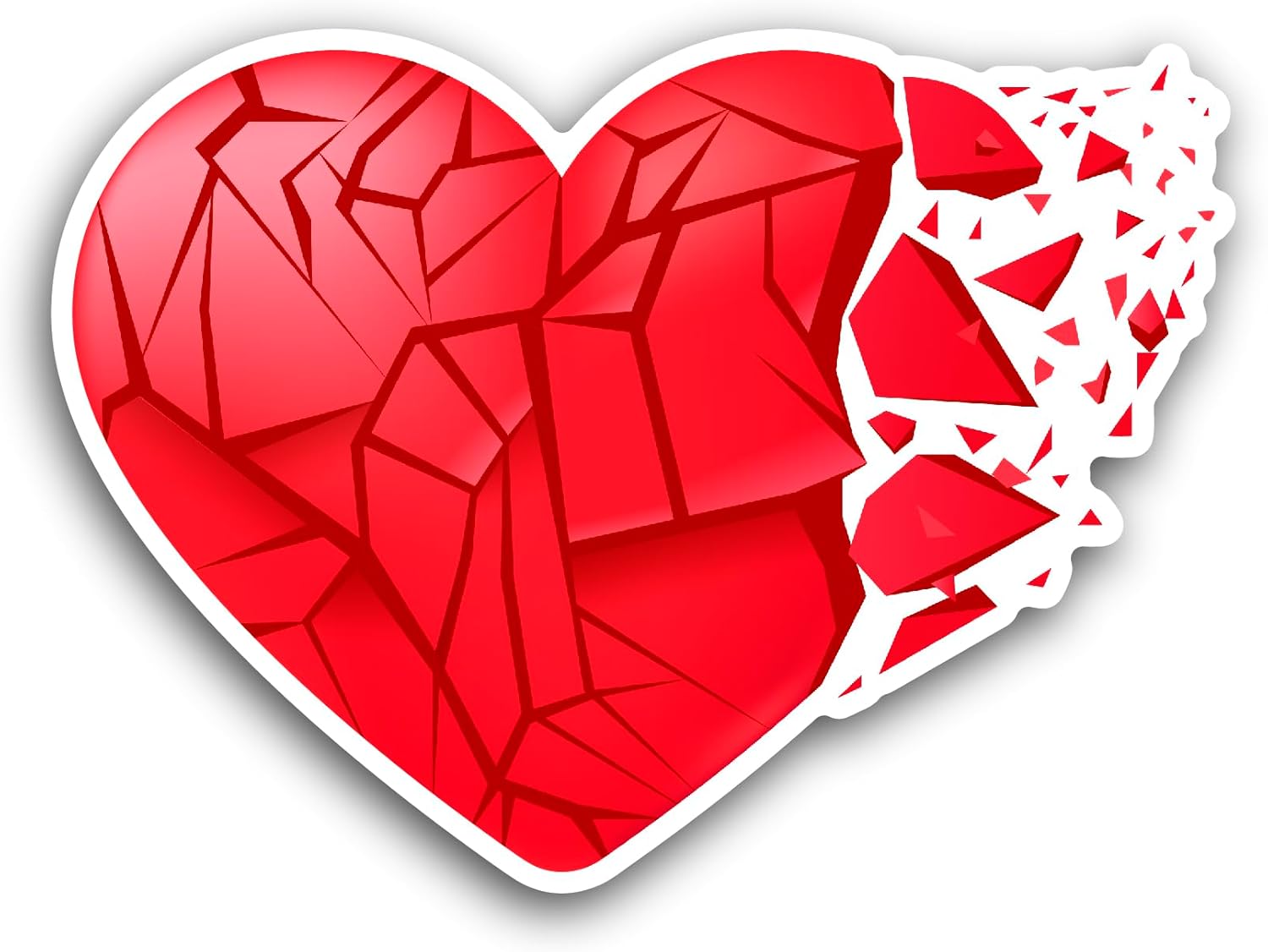 2 (Pieces) 3" and 5" Red Broken Heart Sticker, Waterproof Vinyl Decals for Many Purpose Like Cars, Trucks, Laptops, Phones, Windows and More