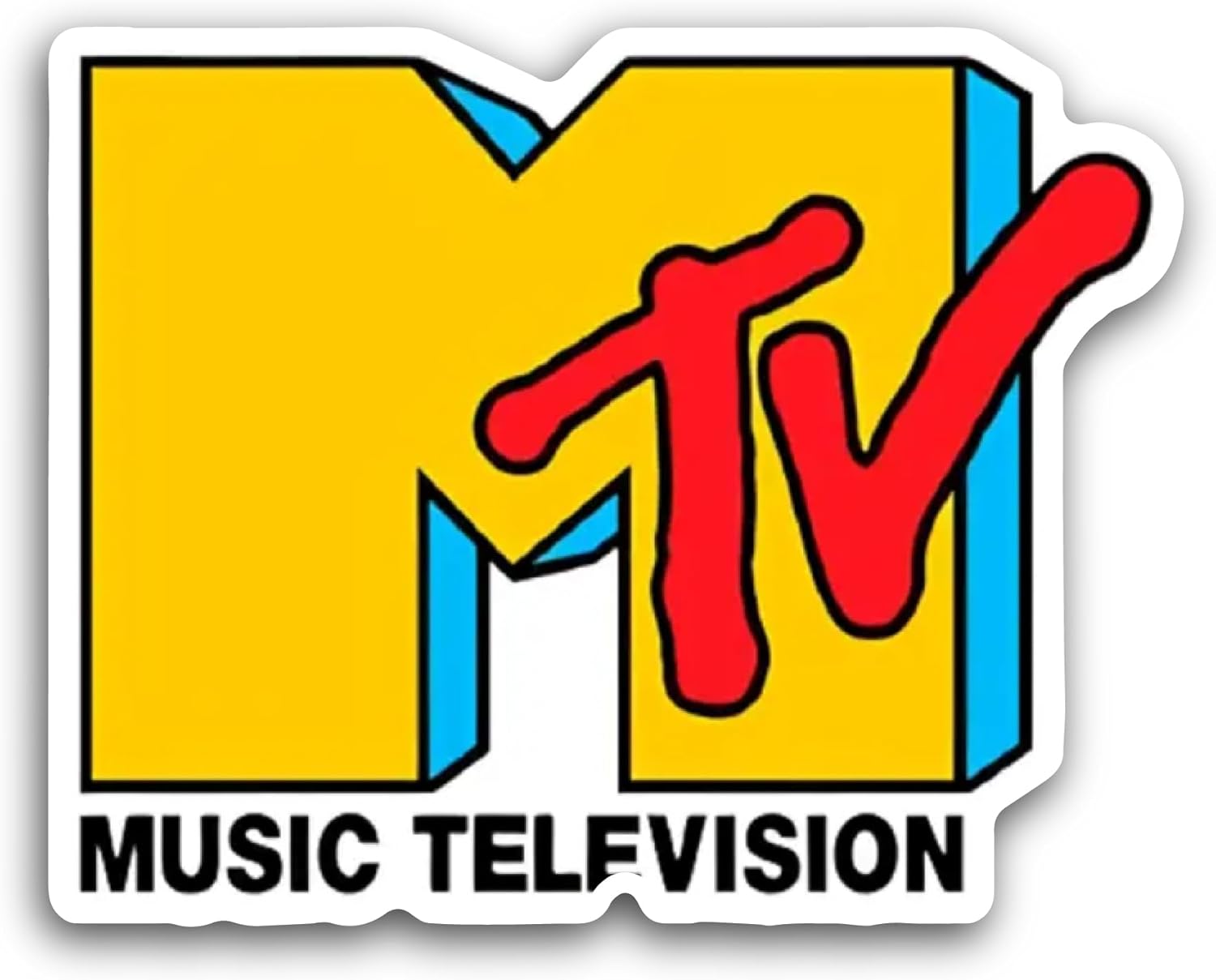 2 (Pieces) 3" and 5" Music Telivision Sticker, Waterproof Vinyl Decals for Many Purpose Like Cars, Trucks, Laptops, Phones, Windows and More