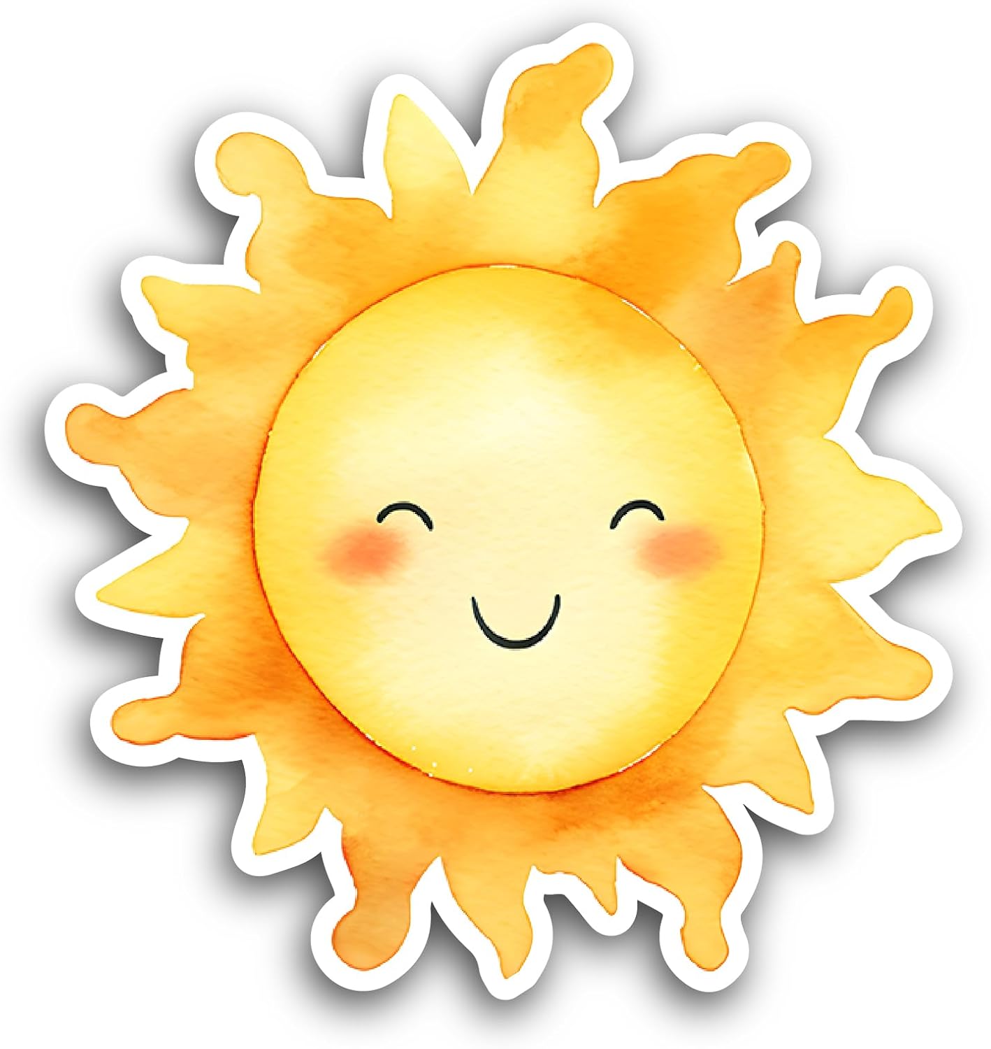 2 (Pieces) 3" and 5" Sun with A Smile Sticker, Waterproof Vinyl Decals for Many Purpose Like Cars, Trucks, Laptops, Phones, Windows and More
