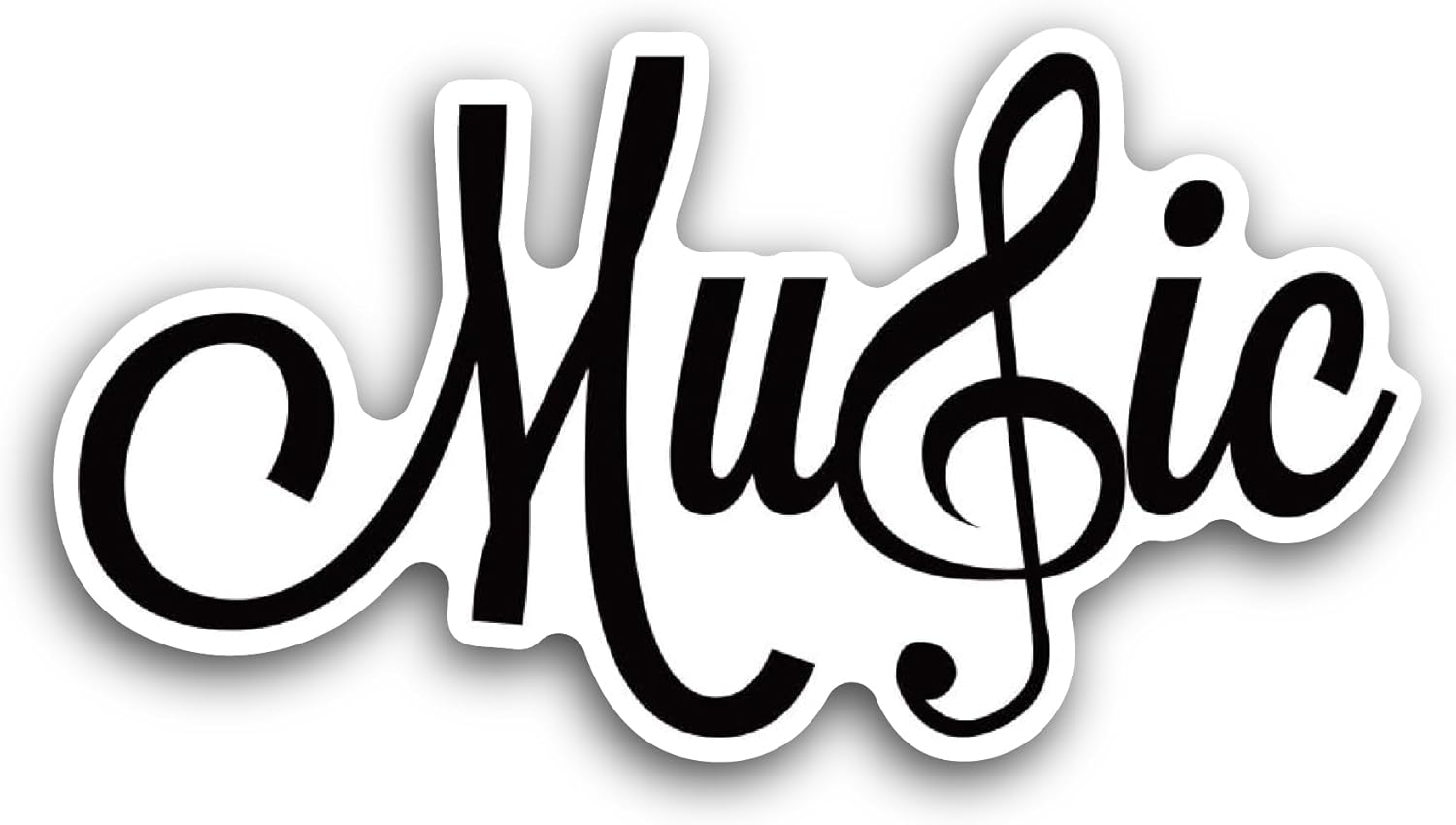 2 (Pieces) 3" and 5" Music Text Sticker, Waterproof Vinyl Decals for Many Purpose Like Cars, Trucks, Laptops, Phones, Windows and More