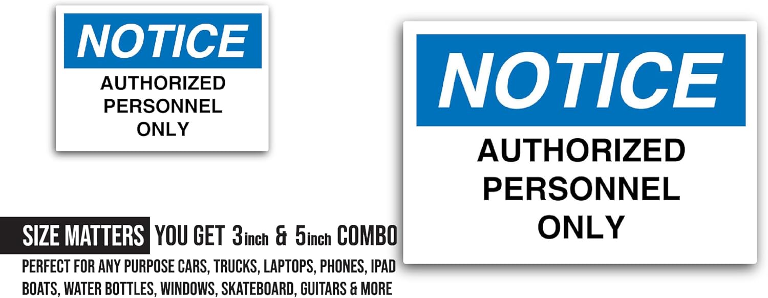 2 (Pieces) 3" and 5" Authorized Personnel Sticker, Waterproof Vinyl Decals for Many Purpose Like Cars, Trucks, Laptops, Phones, Windows and More