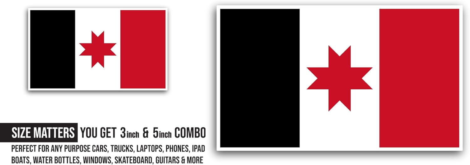2 (Pieces) 3" and 5" Udmurtia Flag Sticker, Waterproof Vinyl Decals for Many Purpose Like Cars, Trucks, Laptops, Phones, Windows and More