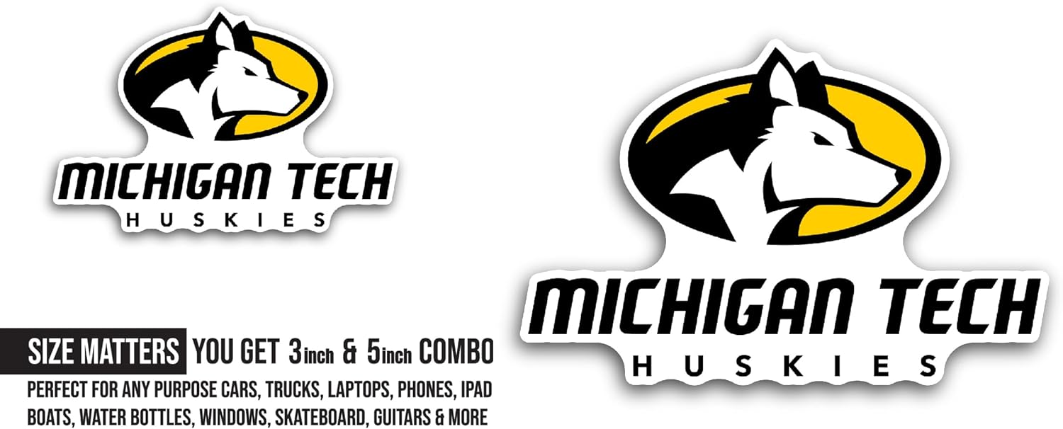 2 (Pieces) 3" and 5" Mich1gan Tech Sticker, Waterproof Vinyl Decals for Many Purpose Like Cars, Trucks, Laptops, Phones, Windows and More