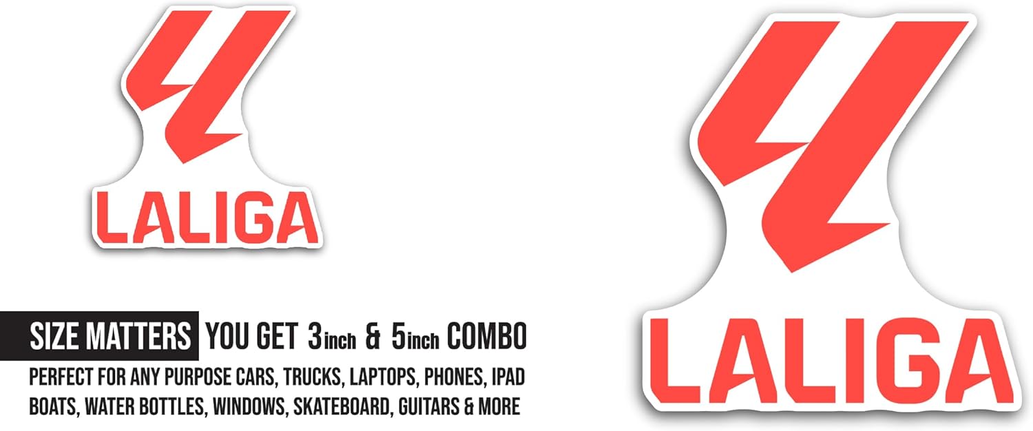 2 (Pieces) 3" and 5" LaLig@ Sticker, Waterproof Vinyl Decals for Many Purpose Like Cars, Trucks, Laptops, Phones, Windows and More