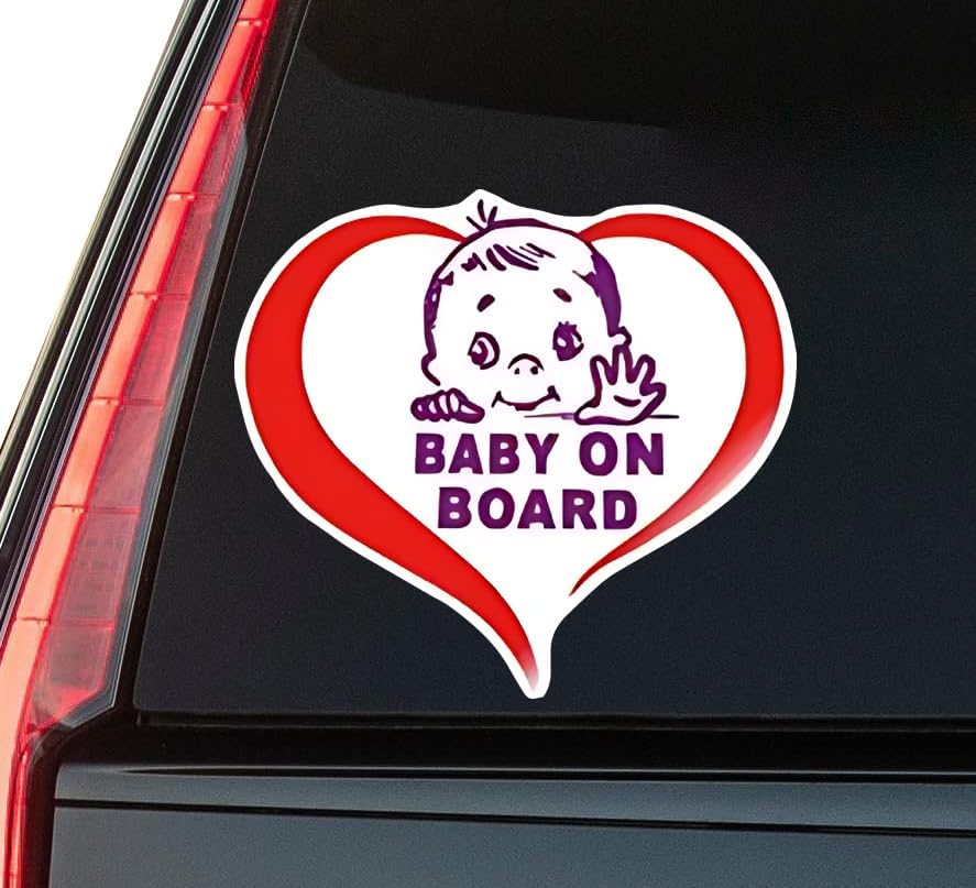 Baby On Board Cute Sign Window Vinyl Decal Sticker 6" (White), Waterproof Vinyl Decals for Many Purpose Like Cars, Trucks, Laptops, Phones, Windows and More