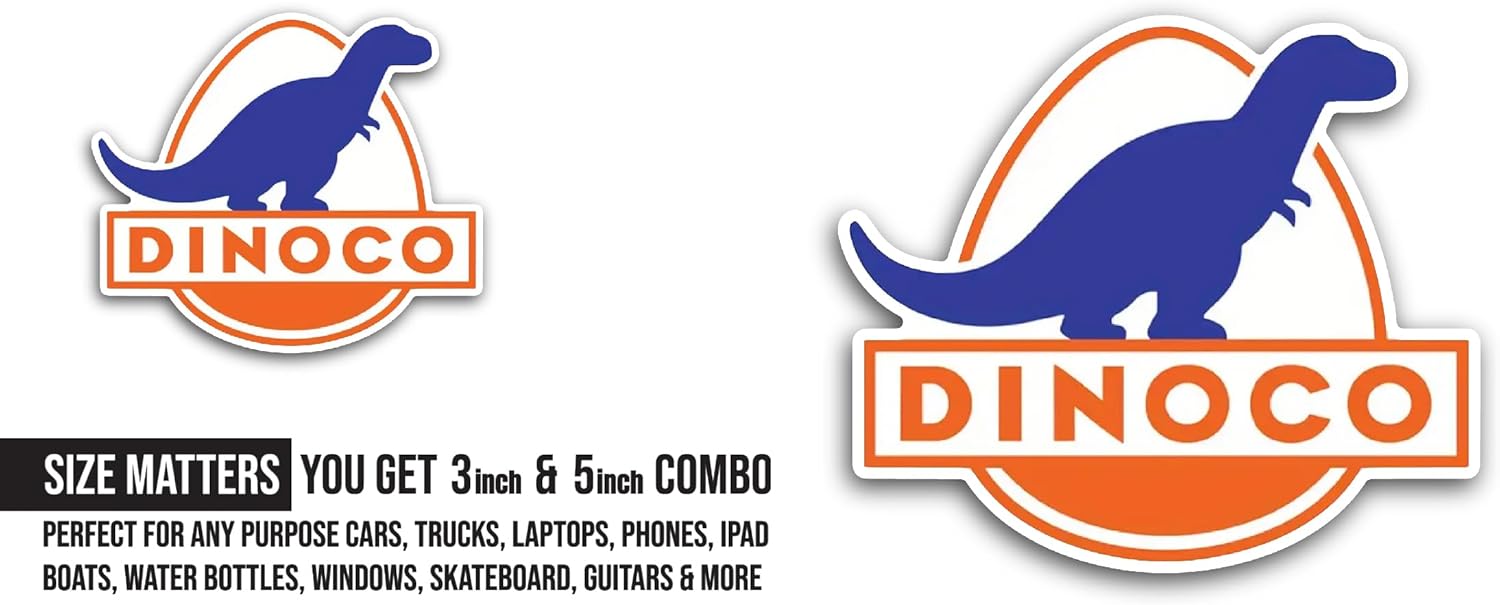 2 (Pieces) 3" and 5" Din0co Sticker, Waterproof Vinyl Decals for Many Purpose Like Cars, Trucks, Laptops, Phones, Windows and More