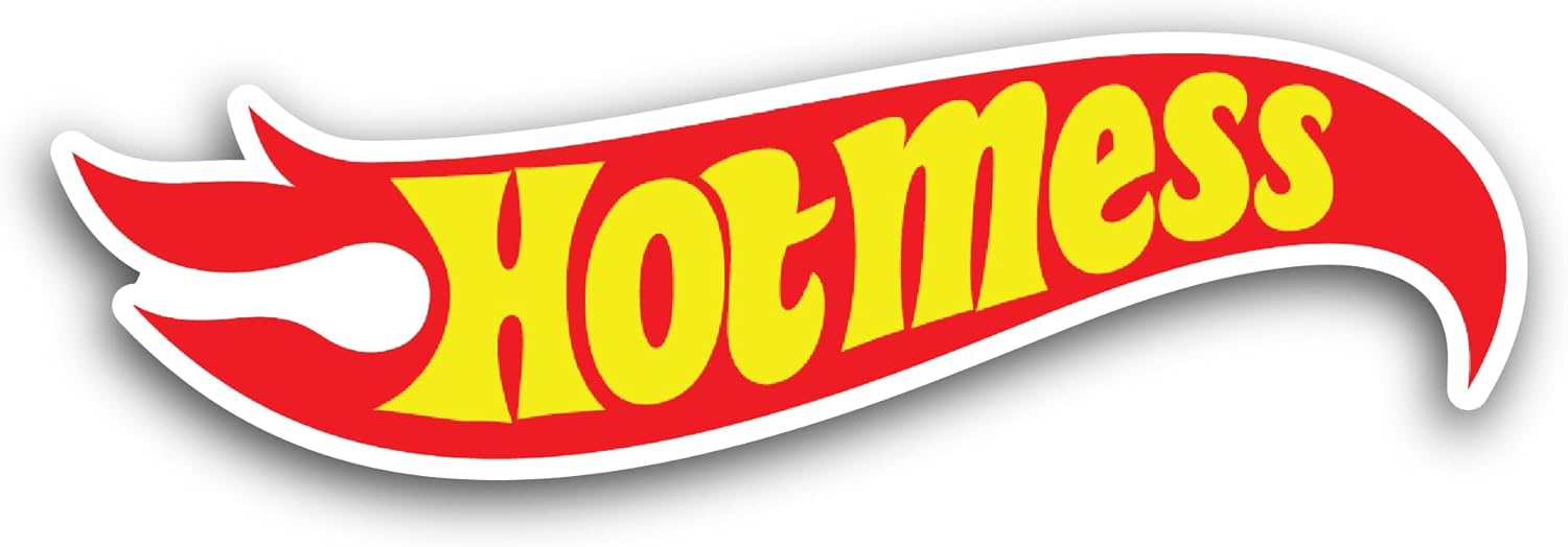 2 (Pieces) 3" and 5" Hot Mess Sticker, Waterproof Vinyl Decals for Many Purpose Like Cars, Trucks, Laptops, Phones, Windows and More