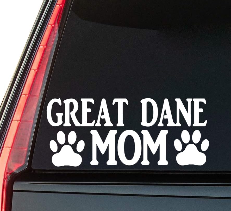 Great Dane Mom Window Vinyl Decal Sticker 6" (White), Waterproof Vinyl Decals for Many Purpose Like Cars, Trucks, Laptops, Phones, Windows and More