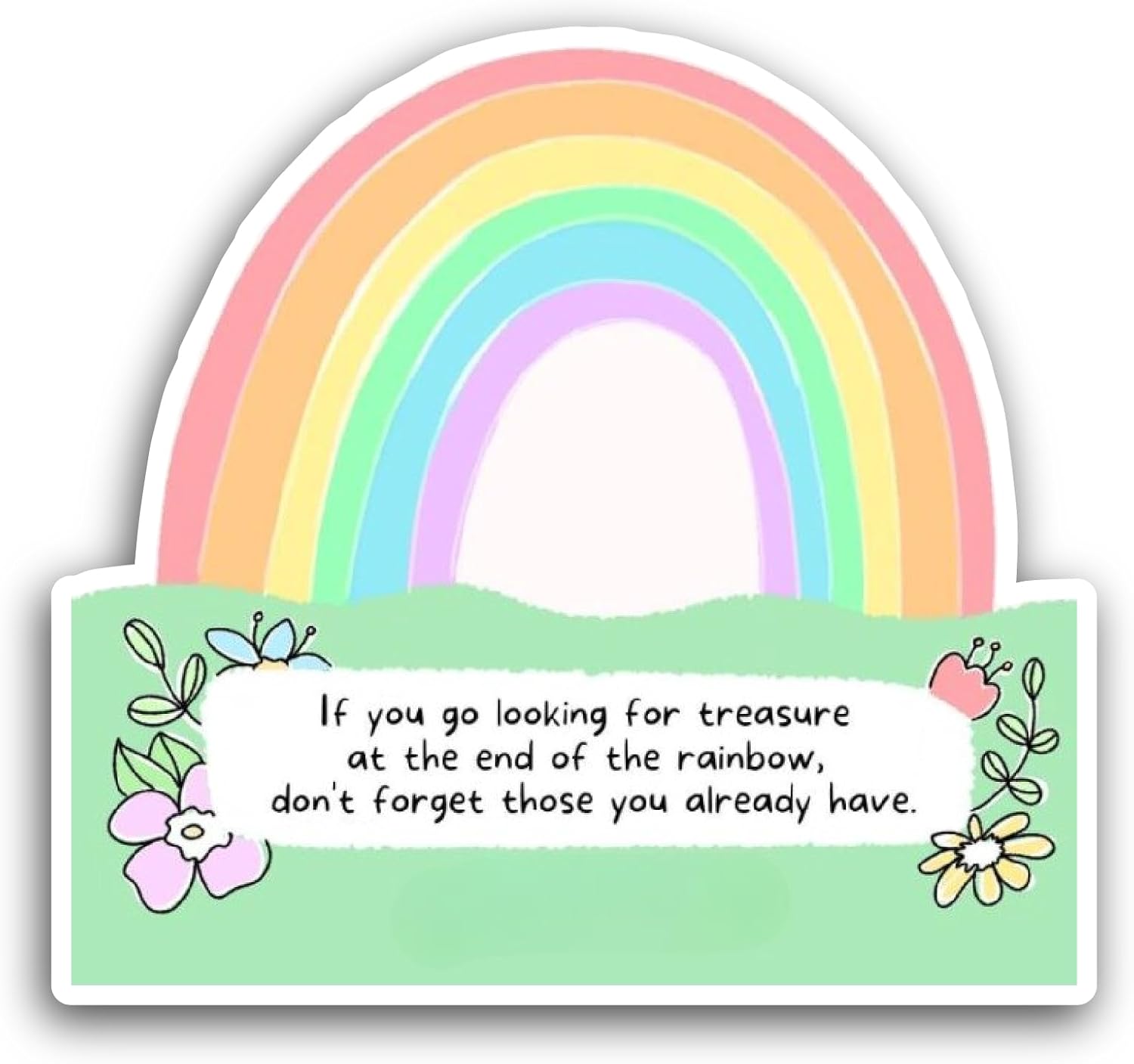 2 (Pieces) 3" and 5" Rainbow with Flowers Sticker, Waterproof Vinyl Decals for Many Purpose Like Cars, Trucks, Laptops, Phones, Windows and More