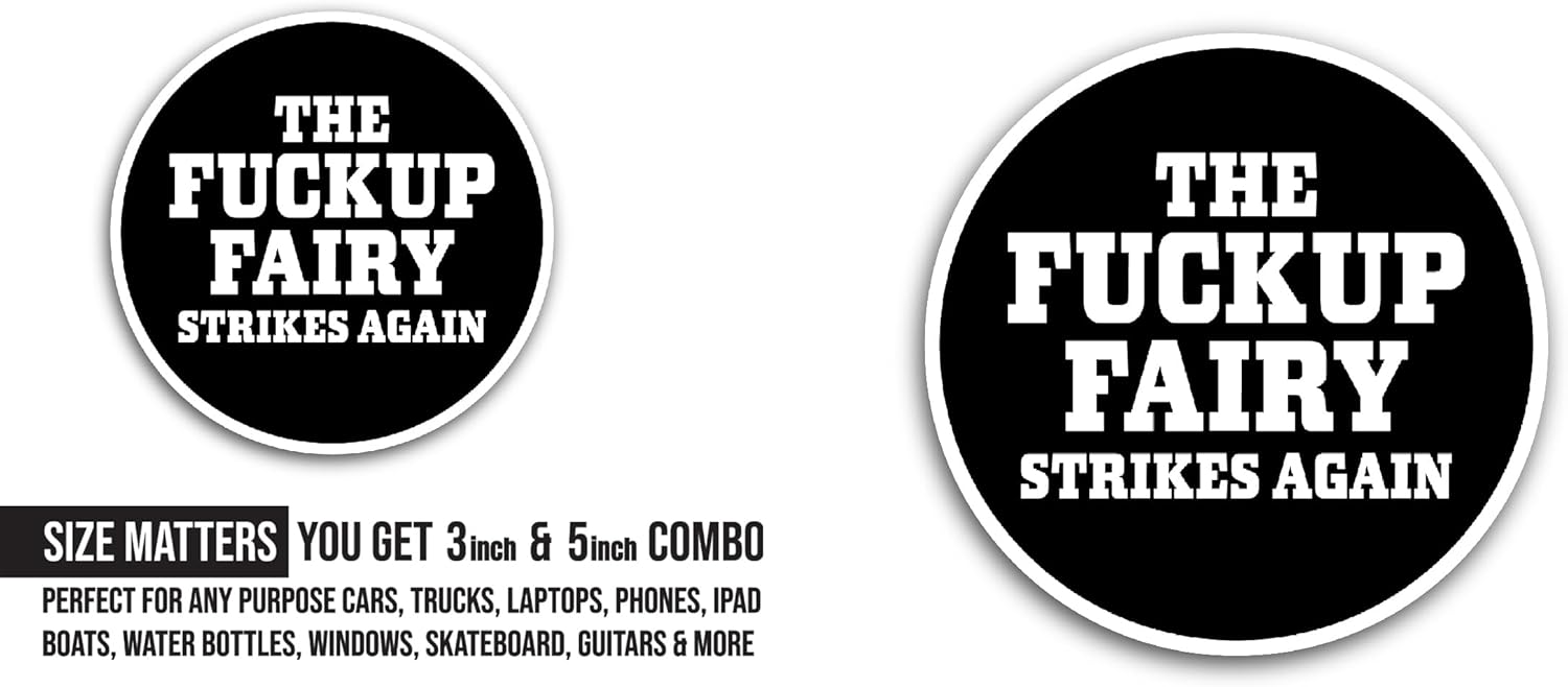 2 (Pieces) 3" and 5" Strikes Again Text Sticker, Waterproof Vinyl Decals for Many Purpose Like Cars, Trucks, Laptops, Phones, Windows and More