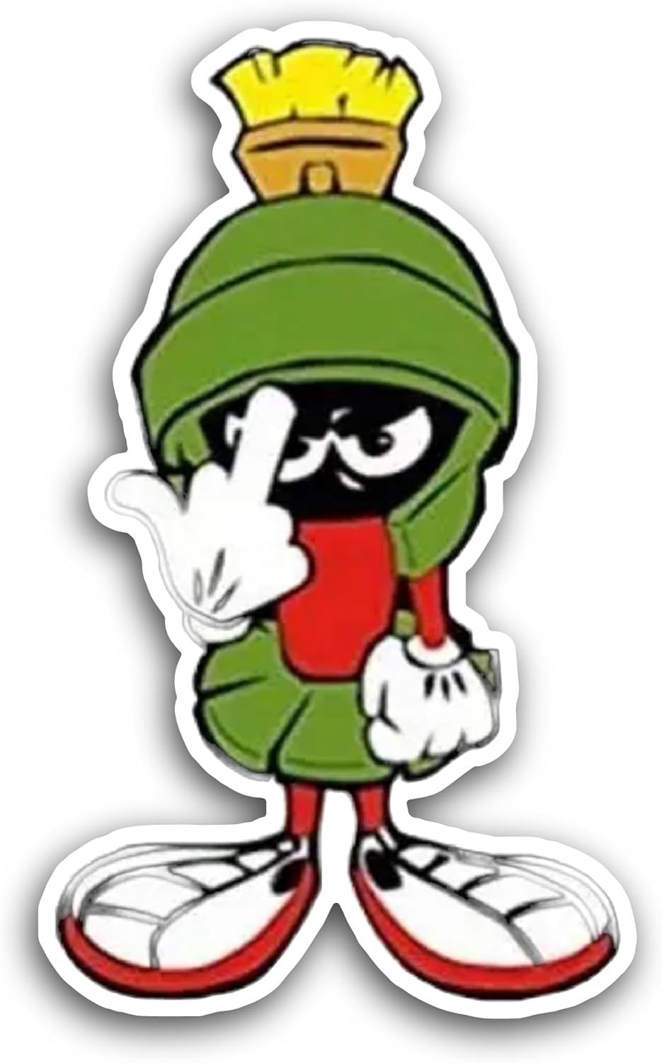 2 (Pieces) 3" and 5" Cartoon Character with Green Helmet Sticker, Waterproof Vinyl Decals for Many Purpose Like Cars, Trucks, Laptops, Phones, Windows and More