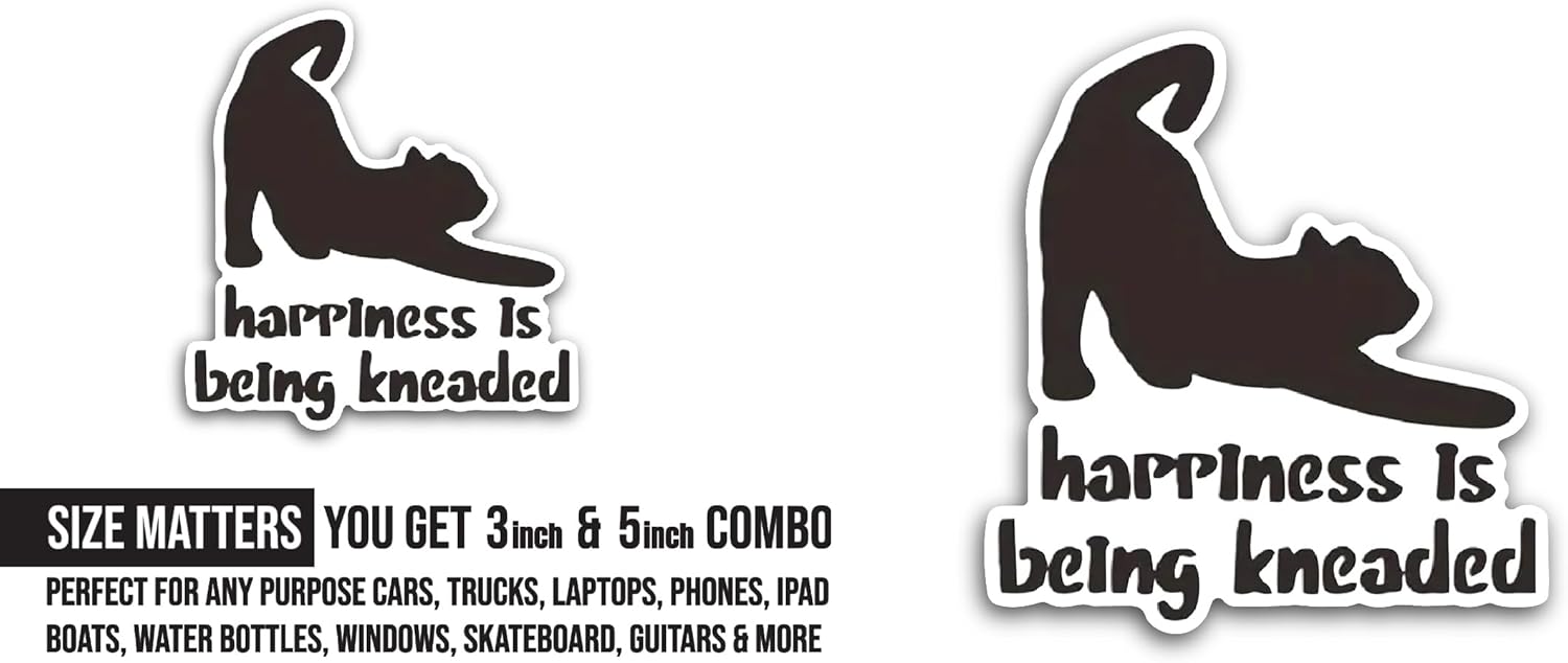 2 (Pieces) 3" and 5" Happiness is Sticker, Waterproof Vinyl Decals for Many Purpose Like Cars, Trucks, Laptops, Phones, Windows and More