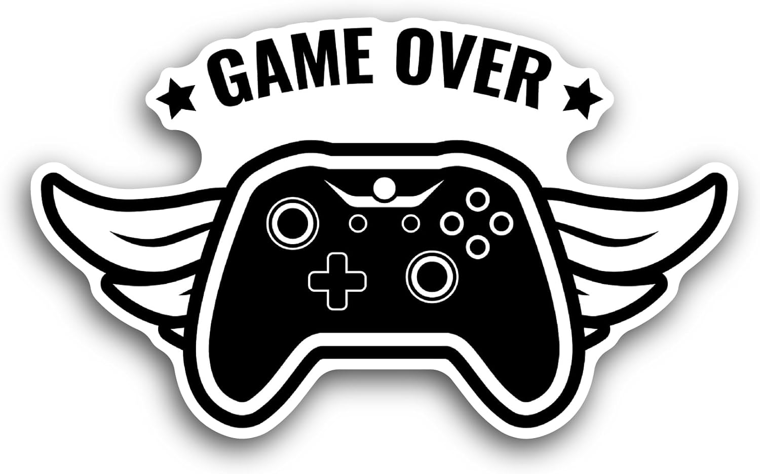2 (Pieces) 3" and 5" Game Over Controller Sticker, Waterproof Vinyl Decals for Many Purpose Like Cars, Trucks, Laptops, Phones, Windows and More