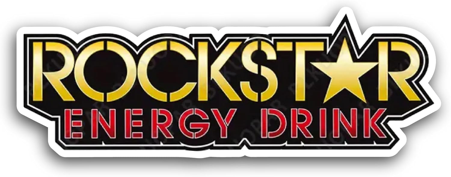 2 (Pieces) 3" and 5" R0ckstar Energy Sticker, Waterproof Vinyl Decals for Many Purpose Like Cars, Trucks, Laptops, Phones, Windows and More