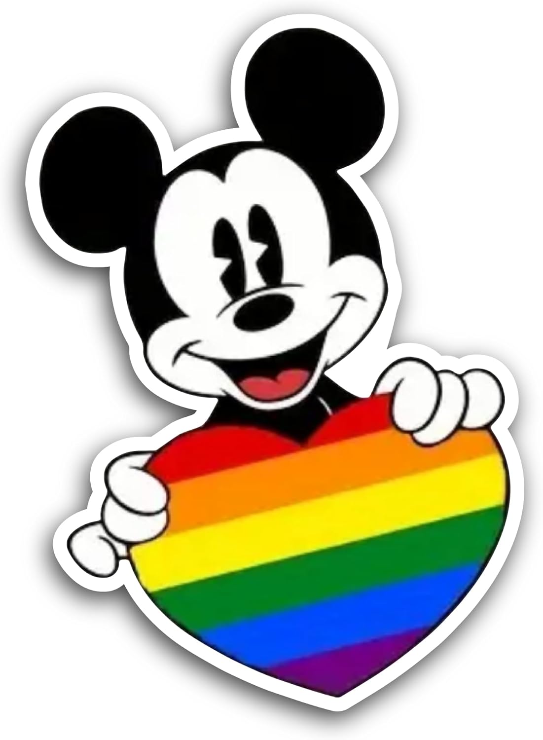 2 (Pieces) 3" and 5" Rainbow Heart Holding Sticker, Waterproof Vinyl Decals for Many Purpose Like Cars, Trucks, Laptops, Phones, Windows and More