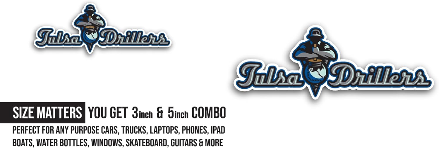 2 (Pieces) 3" and 5" Tulsa Dr1llers Logo Sticker, Waterproof Vinyl Decals for Many Purpose Like Cars, Trucks, Laptops, Phones, Windows and More