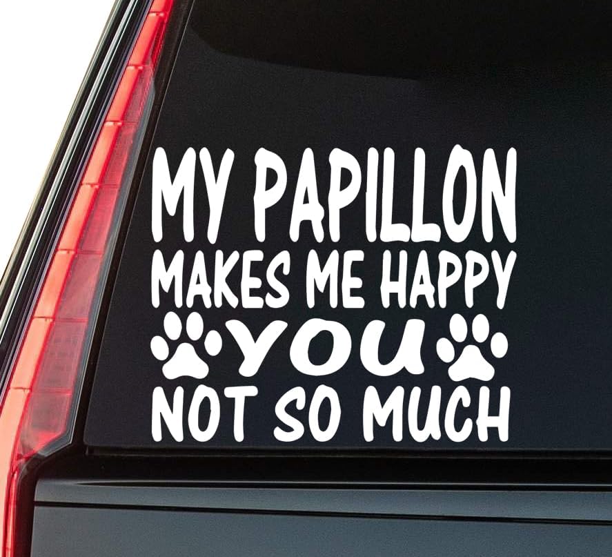 My Papillon Window Vinyl Decal Sticker 6" (White), Waterproof Vinyl Decals for Many Purpose Like Cars, Trucks, Laptops, Phones, Windows and More
