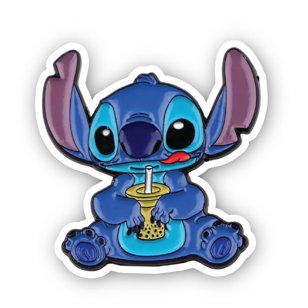 2 (Pieces) 2" and 3" Stitch Drinking Boba Tea Sticker, Waterproof Vinyl Decals for Many Purpose Like