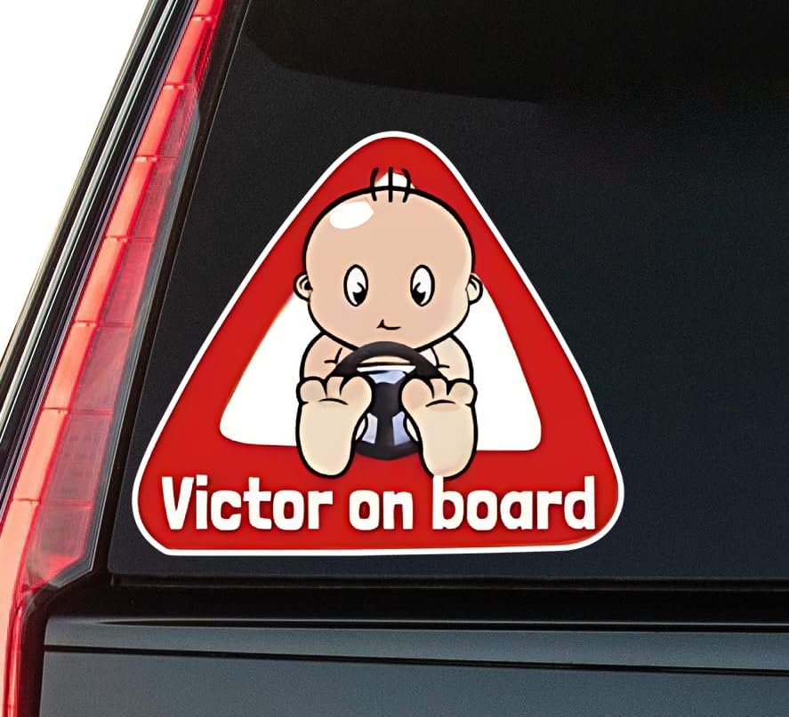 Victor On Board Window Vinyl Decal Sticker 6" (White), Waterproof Vinyl Decals for Many Purpose Like Cars, Trucks, Laptops, Phones, Windows and More