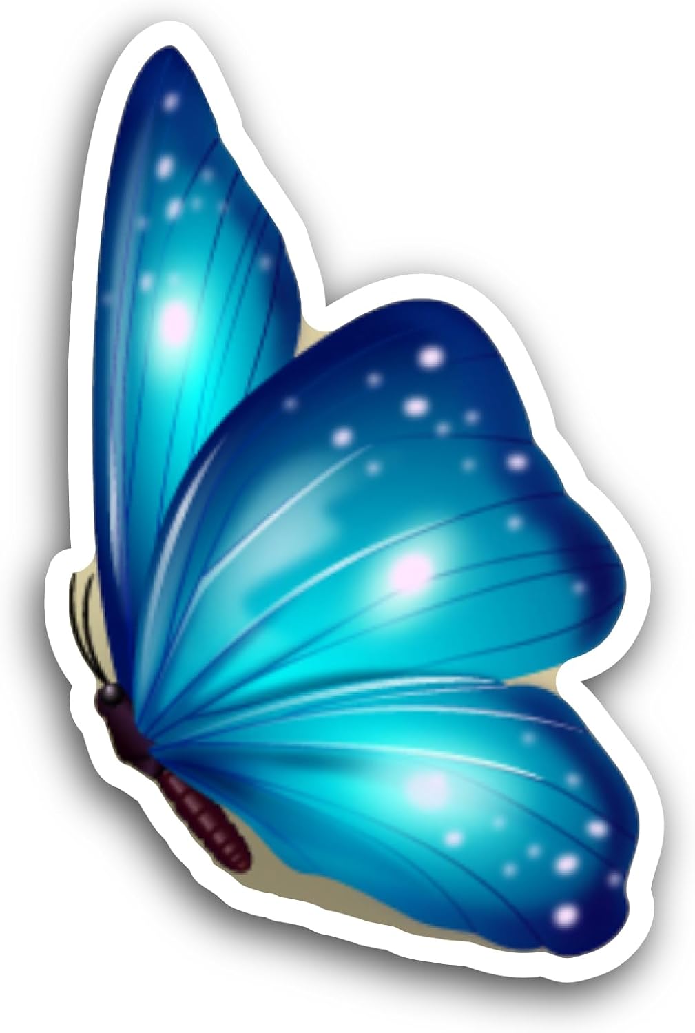 2 (Pieces) 3" and 5" Blue Butterfly Side View Sticker, Waterproof Vinyl Decals for Many Purpose Like Cars, Trucks, Laptops, Phones, Windows and More