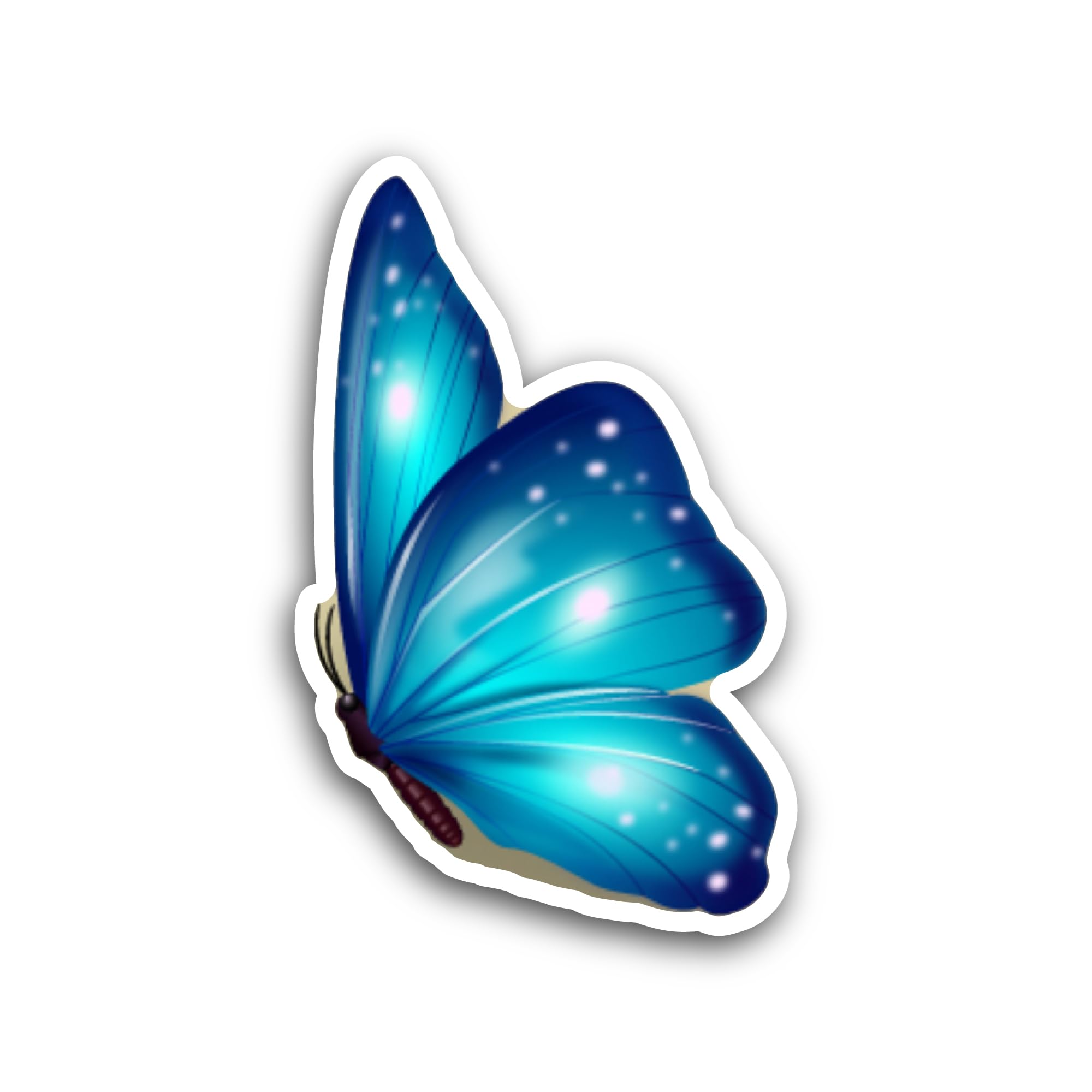 2 (Pieces) 3" and 5" Blue Butterfly Side View Sticker, Waterproof Vinyl Decals for Many Purpose Like