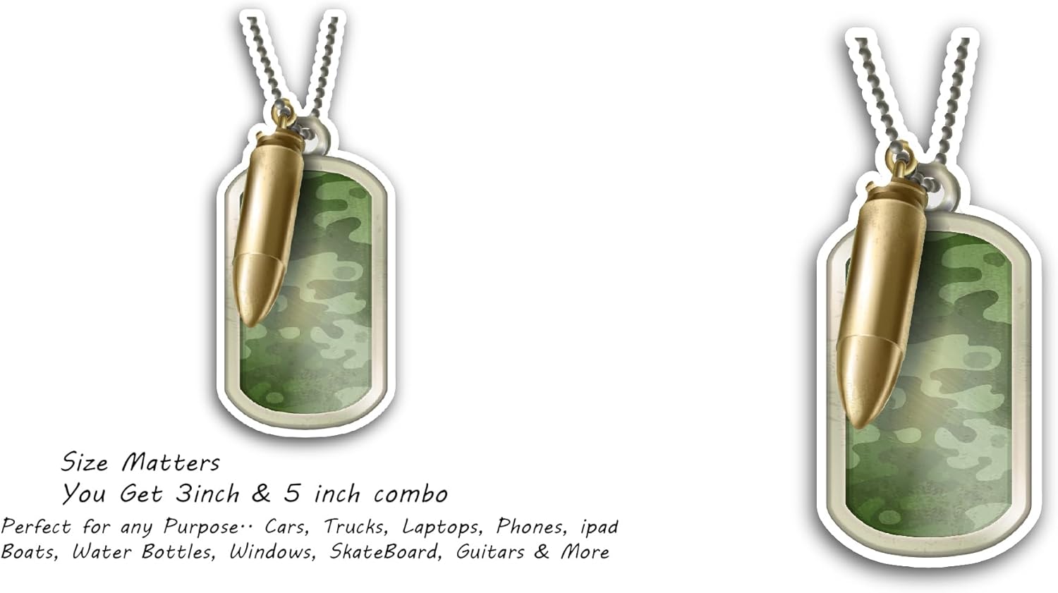 2 (Pieces) 3" and 5" Camouflage Metal Tag Sticker, Waterproof Vinyl Decals for Many Purpose Like Cars, Trucks, Laptops, Phones, Windows and More