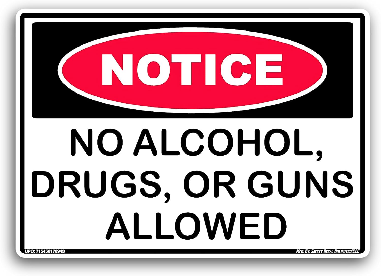 2 (Pieces) 3" and 5" Notice No Alcohol Or Drugs Sticker, Waterproof Vinyl Decals for Many Purpose Like Cars, Trucks, Laptops, Phones, Windows and More