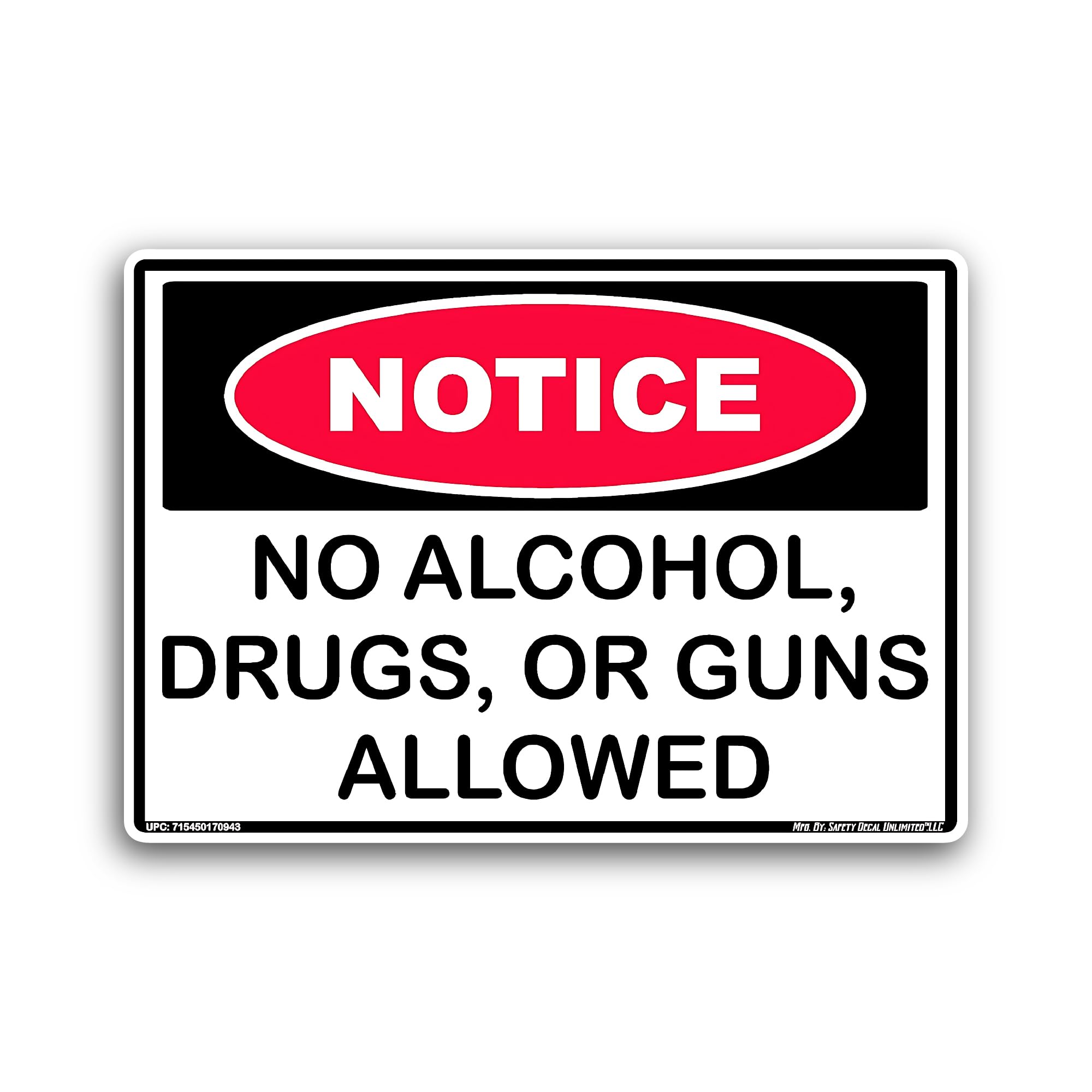 2 (Pieces) 3" and 5" Notice No Alcohol Or Drugs Sticker, Waterproof Vinyl Decals for Many Purpose Li