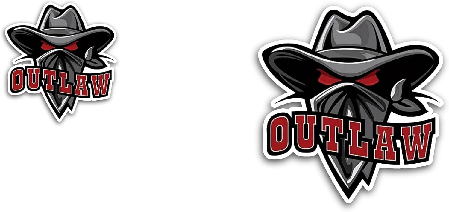 2 (Pieces) 3" and 5" Outlaw Sticker, Waterproof Vinyl Decals for Many Purpose Like Cars, Trucks, Laptops, Phones, Windows and More