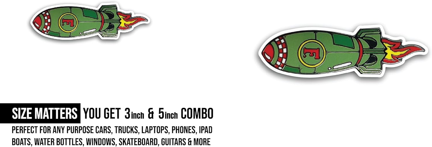 2 (Pieces) 3" and 5" Green Military Drop Bomb Sticker, Waterproof Vinyl Decals for Many Purpose Like Cars, Trucks, Laptops, Phones, Windows and More
