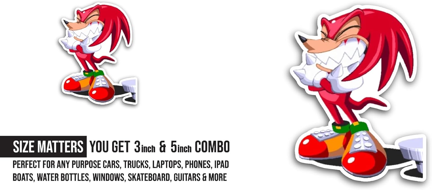 2 (Pieces) 3" and 5" Red Hedgehog Sticker, Waterproof Vinyl Decals for Many Purpose Like Cars, Trucks, Laptops, Phones, Windows and More