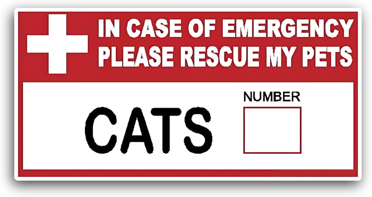 2 (Pieces) 3" and 5" in Case of Emergency Please Rescue My Pets Sticker, Waterproof Vinyl Decals for Many Purpose Like Cars, Trucks, Laptops, Phones, Windows and More