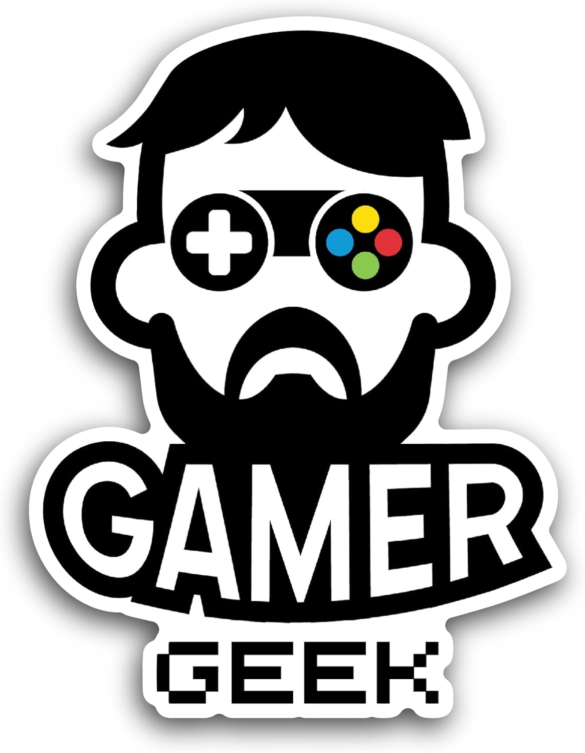 2 (Pieces) 3" and 5" Gamer Geek Sticker, Waterproof Vinyl Decals for Many Purpose Like Cars, Trucks, Laptops, Phones, Windows and More