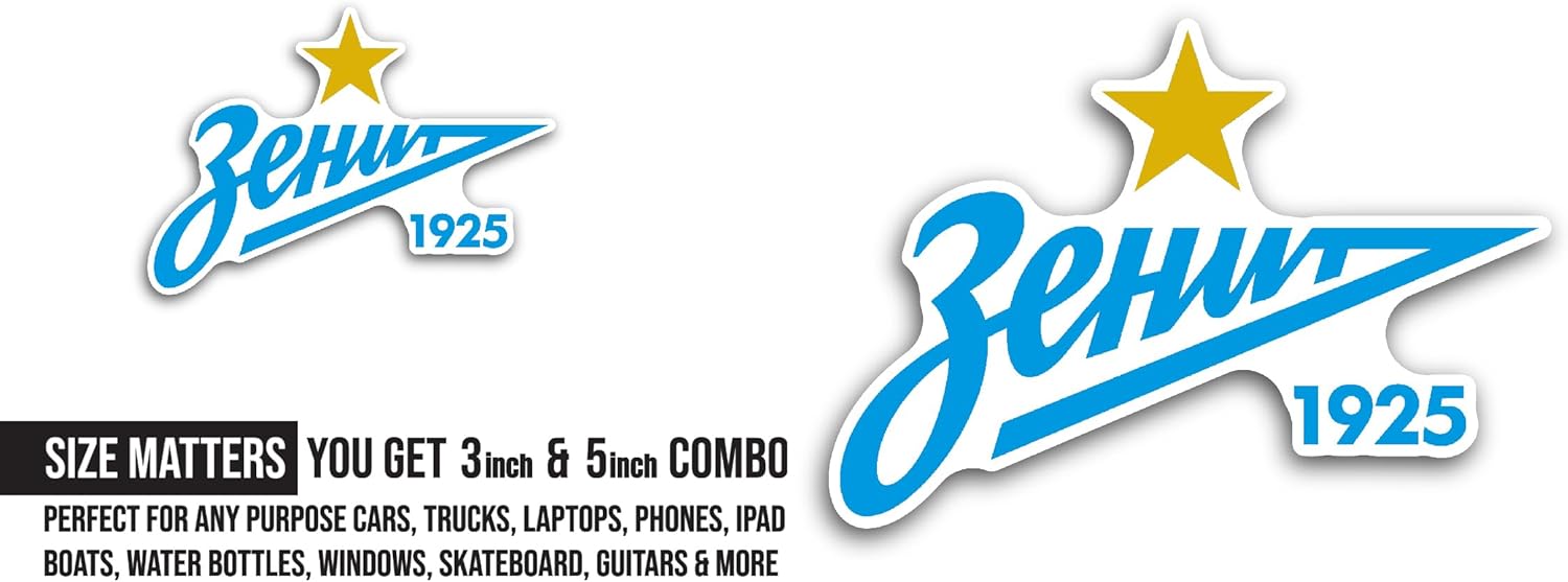 2 (Pieces) 3" and 5" Zenit Sticker, Waterproof Vinyl Decals for Many Purpose Like Cars, Trucks, Laptops, Phones, Windows and More