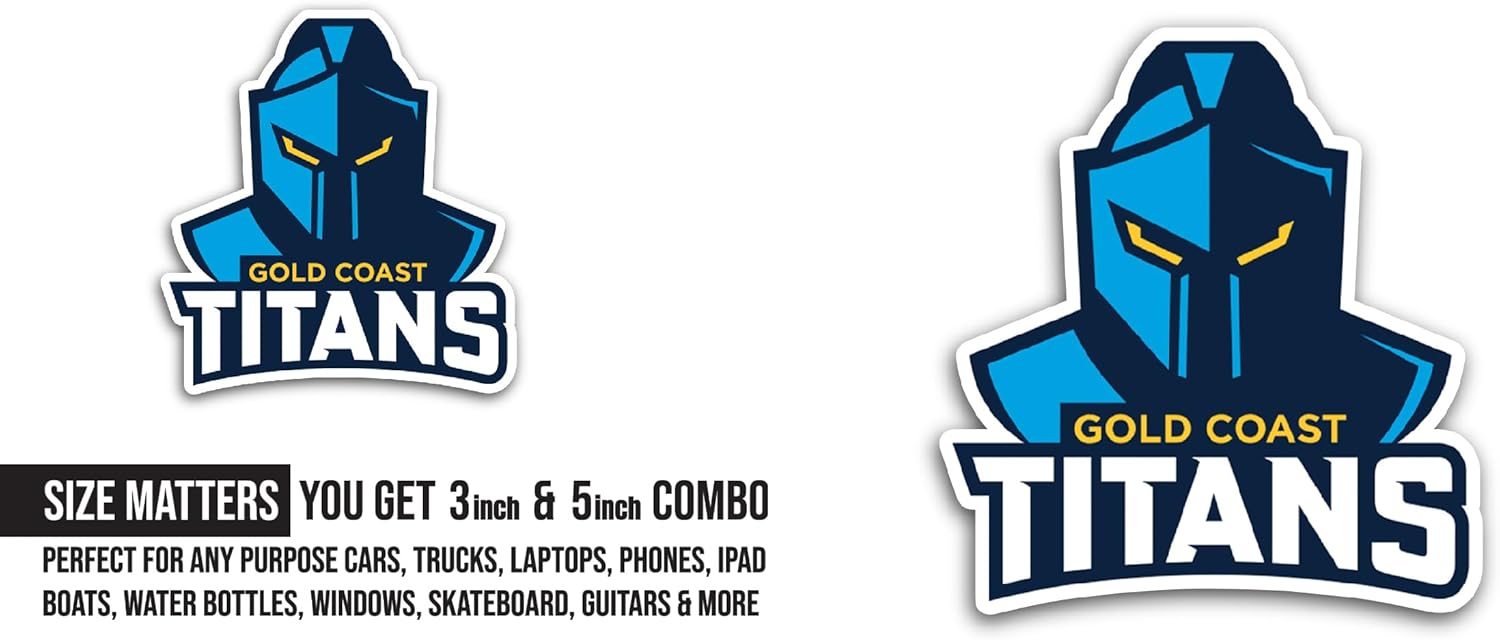 2 (Pieces) 3" and 5" G0ld Coast Titans Sticker, Waterproof Vinyl Decals for Many Purpose Like Cars, Trucks, Laptops, Phones, Windows and More