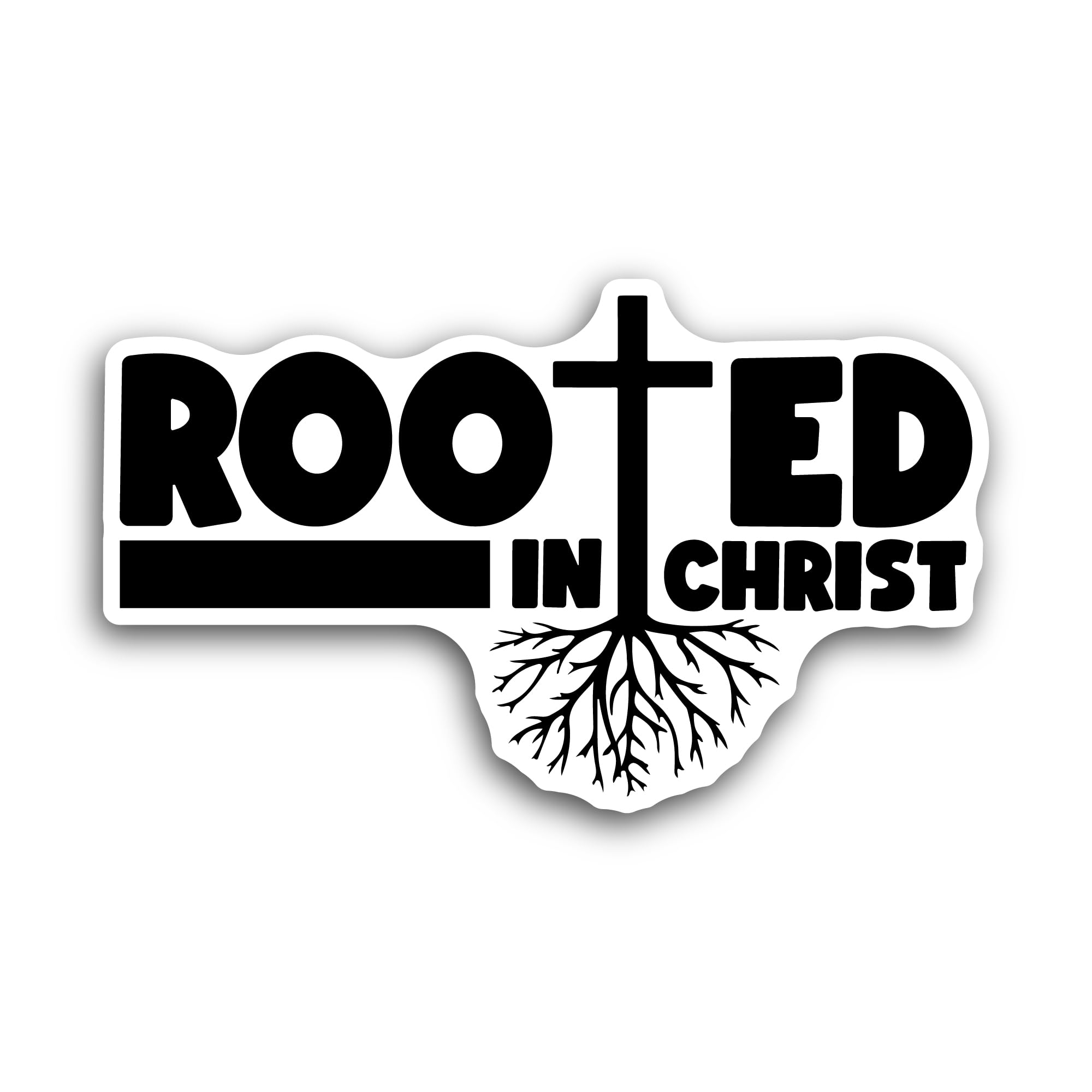 2 (Pieces) 3" and 5" Rooted in Christ Text Sticker, Waterproof Vinyl Decals for Many Purpose Like Ca