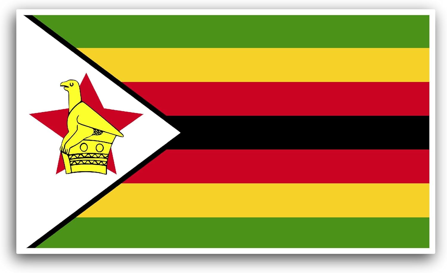 2 (Pieces) 3" and 5" Zimbabwe Flag Sticker, Waterproof Vinyl Decals for Many Purpose Like Cars, Trucks, Laptops, Phones, Windows and More
