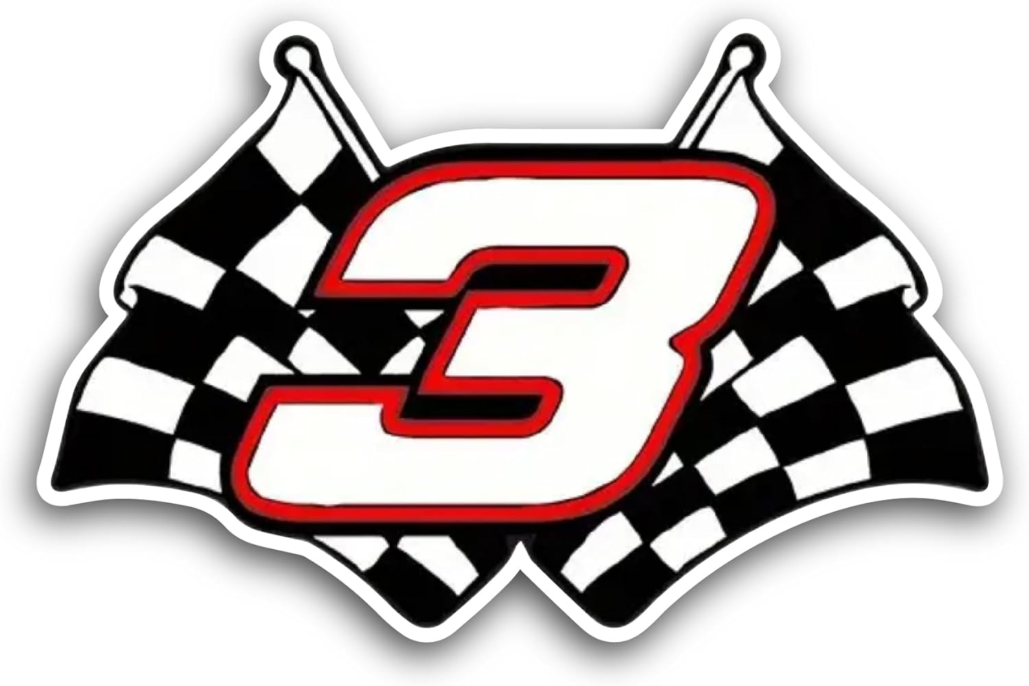 2 (Pieces) 3" and 5" Racing Number 3 Sticker, Waterproof Vinyl Decals for Many Purpose Like Cars, Trucks, Laptops, Phones, Windows and More