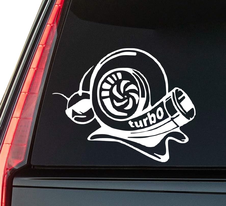 Turbo Window Vinyl Decal Sticker 6" (White), Waterproof Vinyl Decals for Many Purpose Like Cars, Trucks, Laptops, Phones, Windows and More