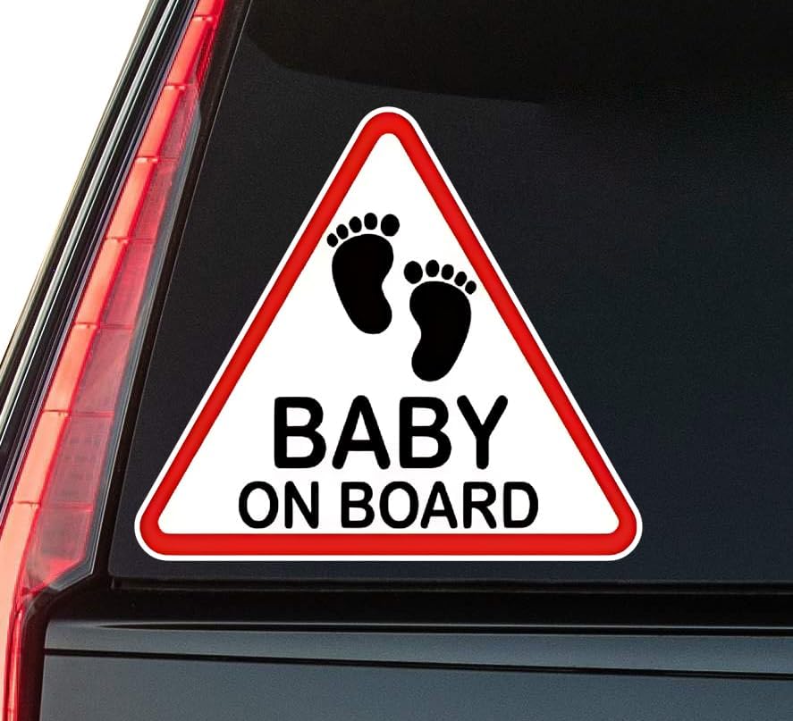 Baby on Board Safety Window Vinyl Decal Sticker 6" (White), Waterproof Vinyl Decals for Many Purpose Like Cars, Trucks, Laptops, Phones, Windows and More