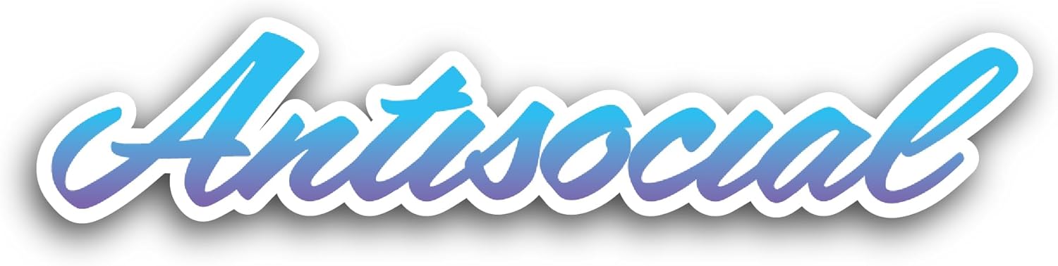 2 (Pieces) 3" and 5" Antisocial Sticker, Waterproof Vinyl Decals for Many Purpose Like Cars, Trucks, Laptops, Phones, Windows and More