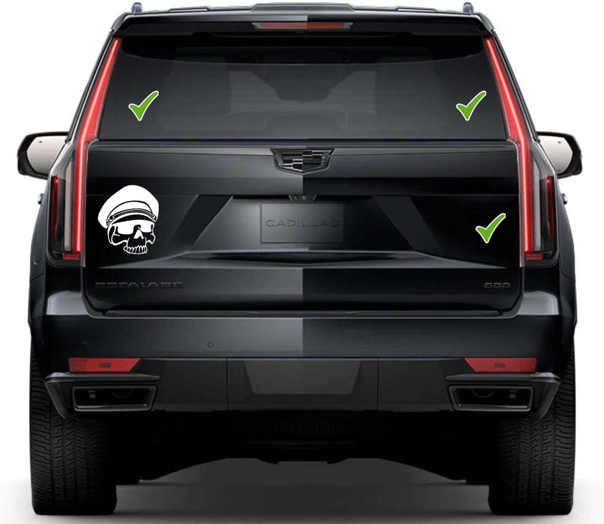 Skull Military Captain Window Vinyl Decal Sticker 6" (White), Waterproof Vinyl Decals for Many Purpose Like Cars, Trucks, Laptops, Phones, Windows and More