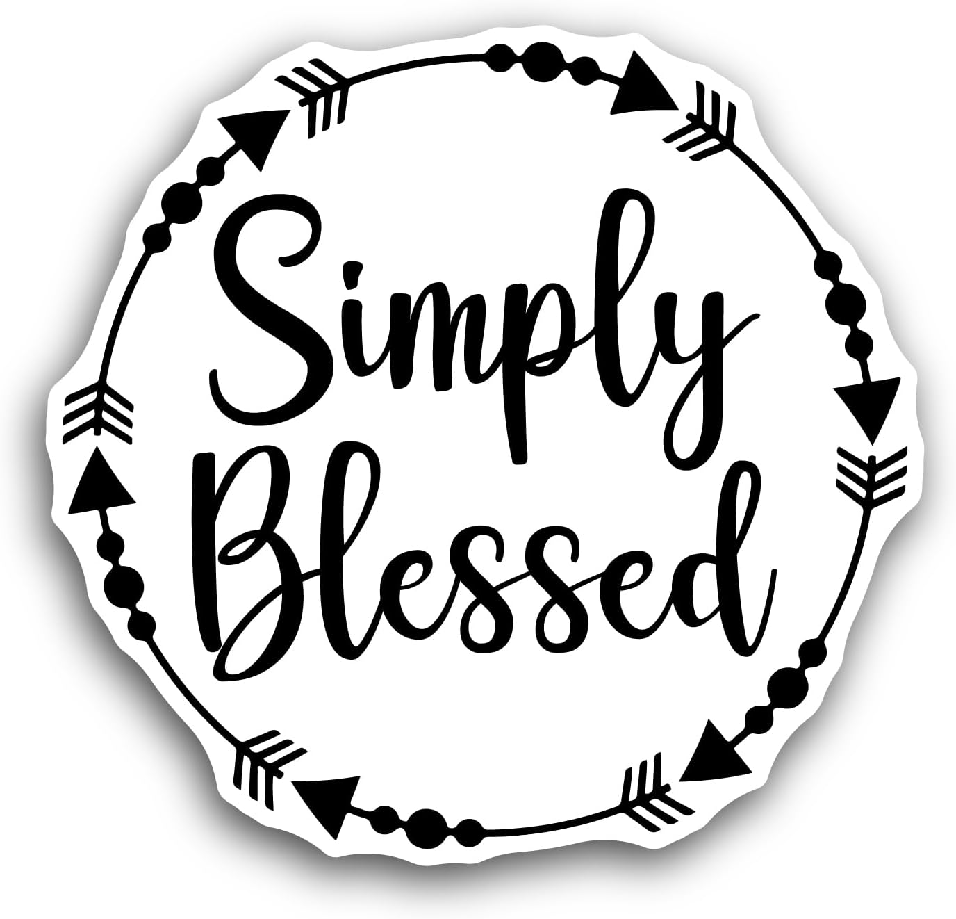 2 (Pieces) 3" and 5" Simply Blessed Text Sticker, Waterproof Vinyl Decals for Many Purpose Like Cars, Trucks, Laptops, Phones, Windows and More