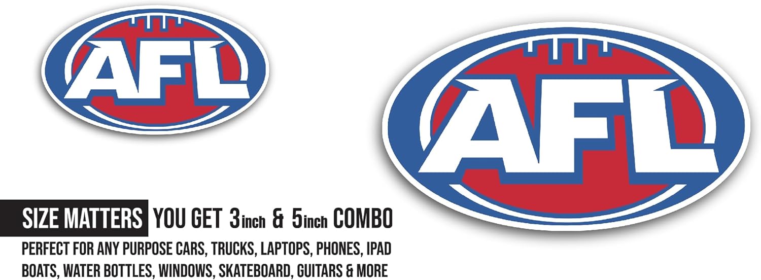 2 (Pieces) 3" and 5" Australian F00tball League Sticker, Waterproof Vinyl Decals for Many Purpose Like Cars, Trucks, Laptops, Phones, Windows and More