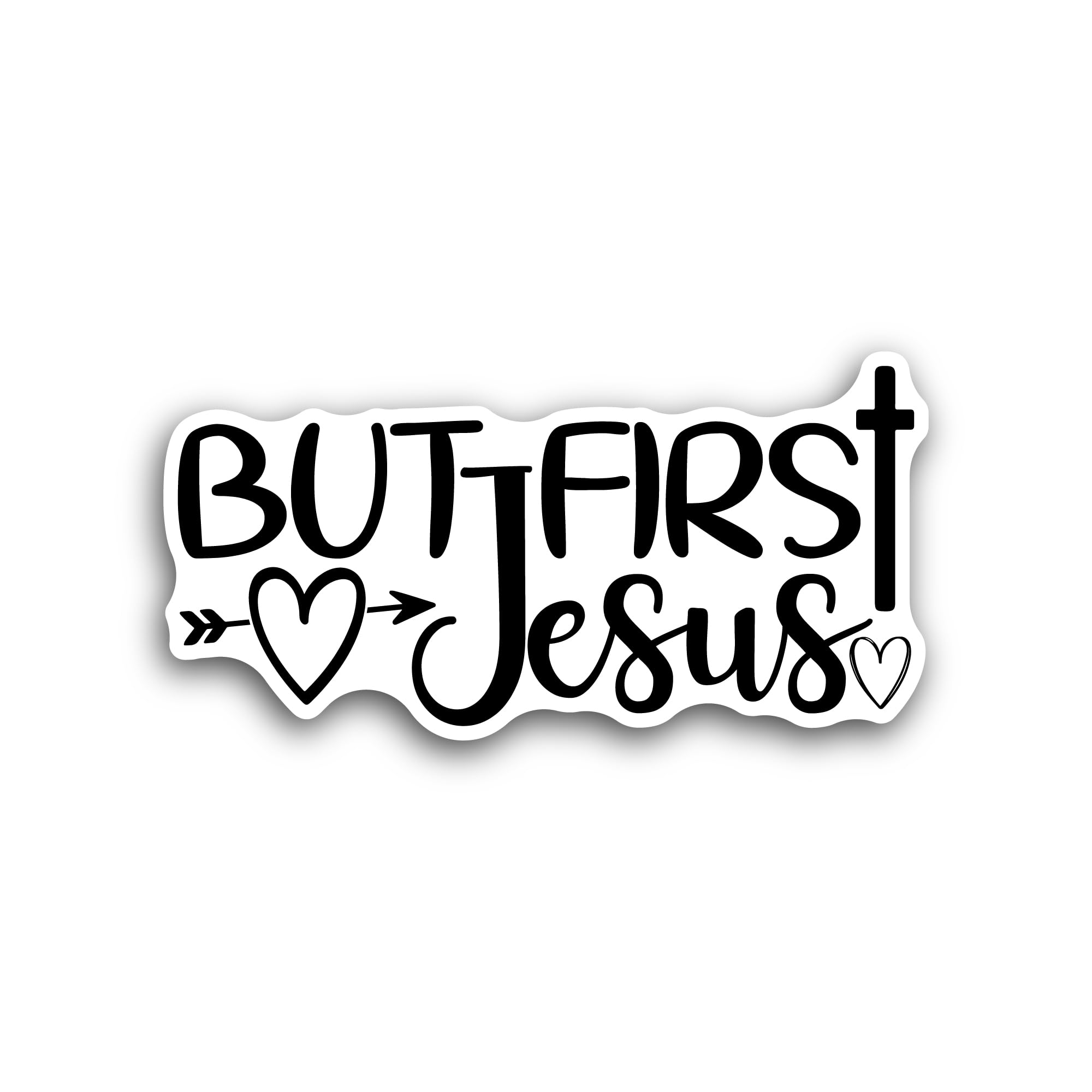 2 (Pieces) 3" and 5" But First Jesus Sticker, Waterproof Vinyl Decals for Many Purpose Like Cars, Tr