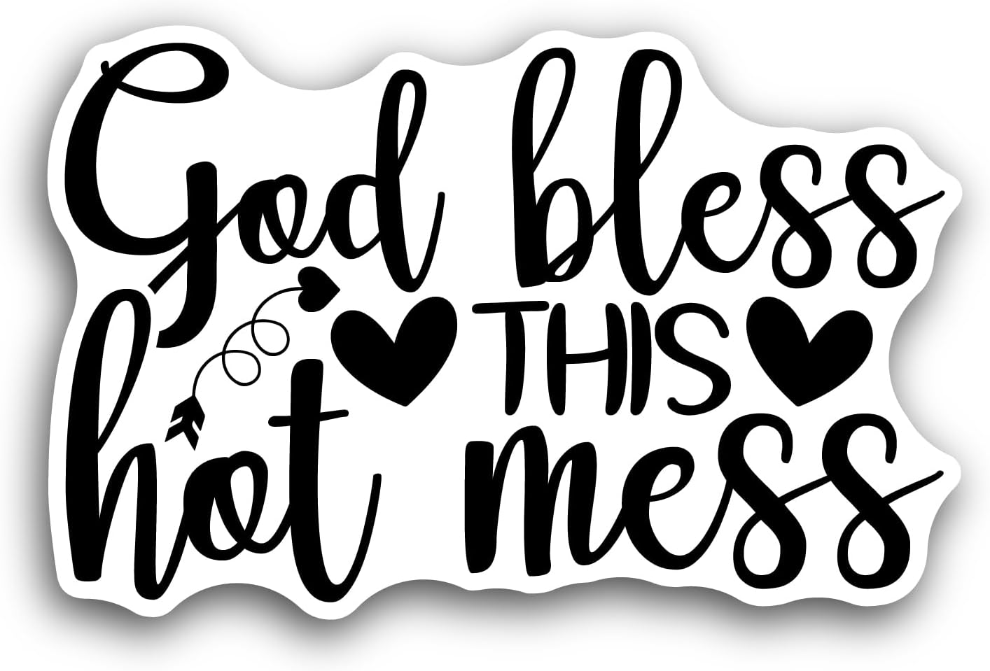 2 (Pieces) 3" and 5" God Bless This Hot Mess Sticker, Waterproof Vinyl Decals for Many Purpose Like Cars, Trucks, Laptops, Phones, Windows and More