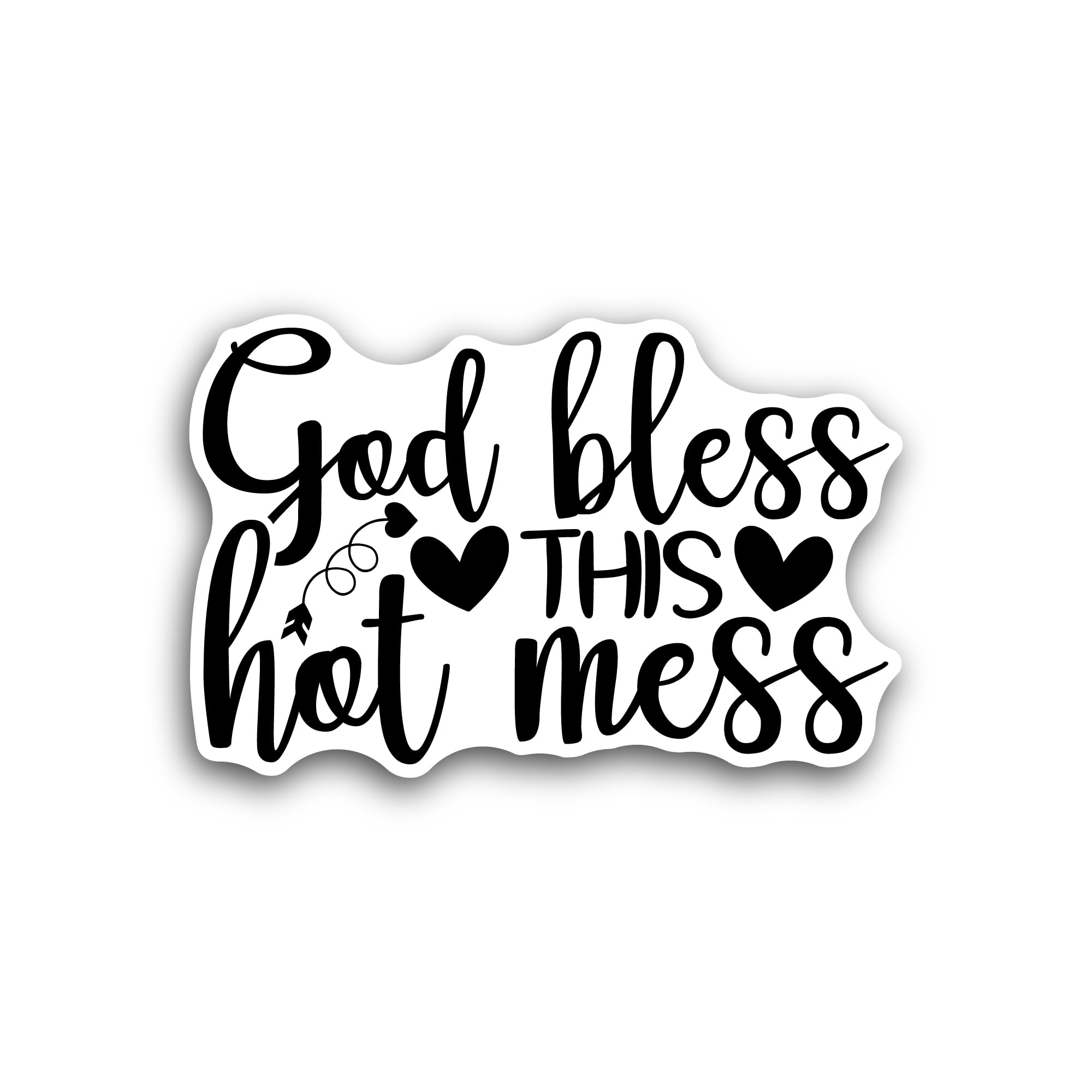 2 (Pieces) 3" and 5" God Bless This Hot Mess Sticker, Waterproof Vinyl Decals for Many Purpose Like 
