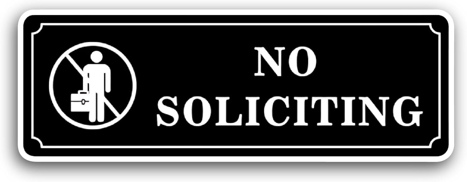 2 (Pieces) 3" and 5" No Soliciting Sign Sticker, Waterproof Vinyl Decals for Many Purpose Like Cars, Trucks, Laptops, Phones, Windows and More